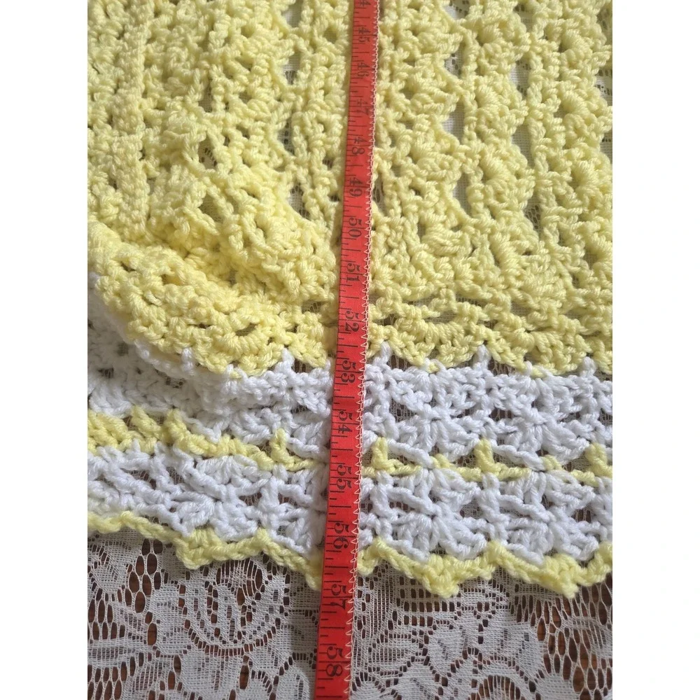 Yellow & White Baby Blanket  Handmade Crochet 57